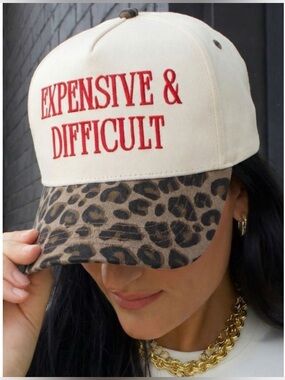 Red EXPENSIVE & DIFFICULT Leopard Brim Hat